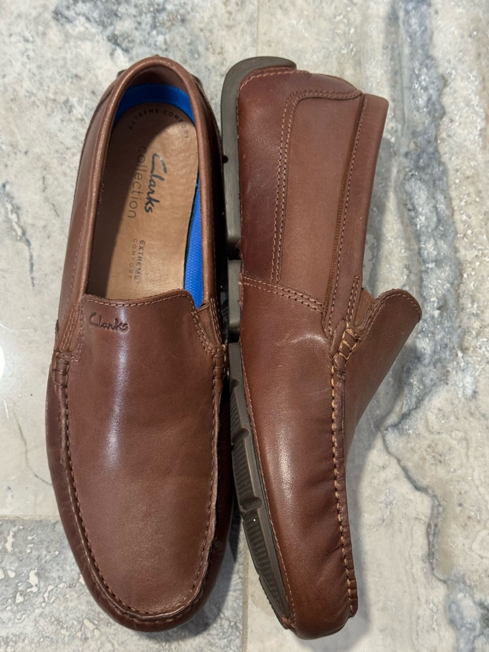 NWOT Clarks Brown Leather Slip-On Loafers for Men